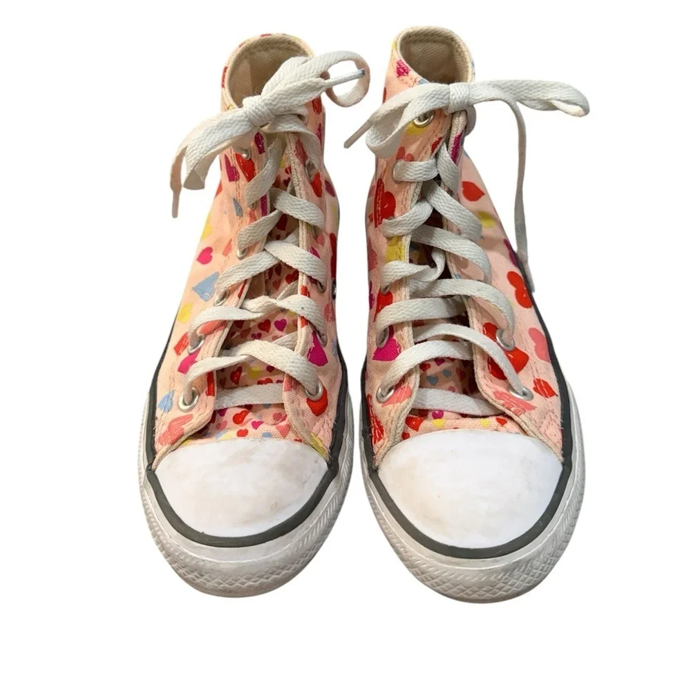 Coverse girls kids Colorful Heart Pattern High-Top Sneakers size 1